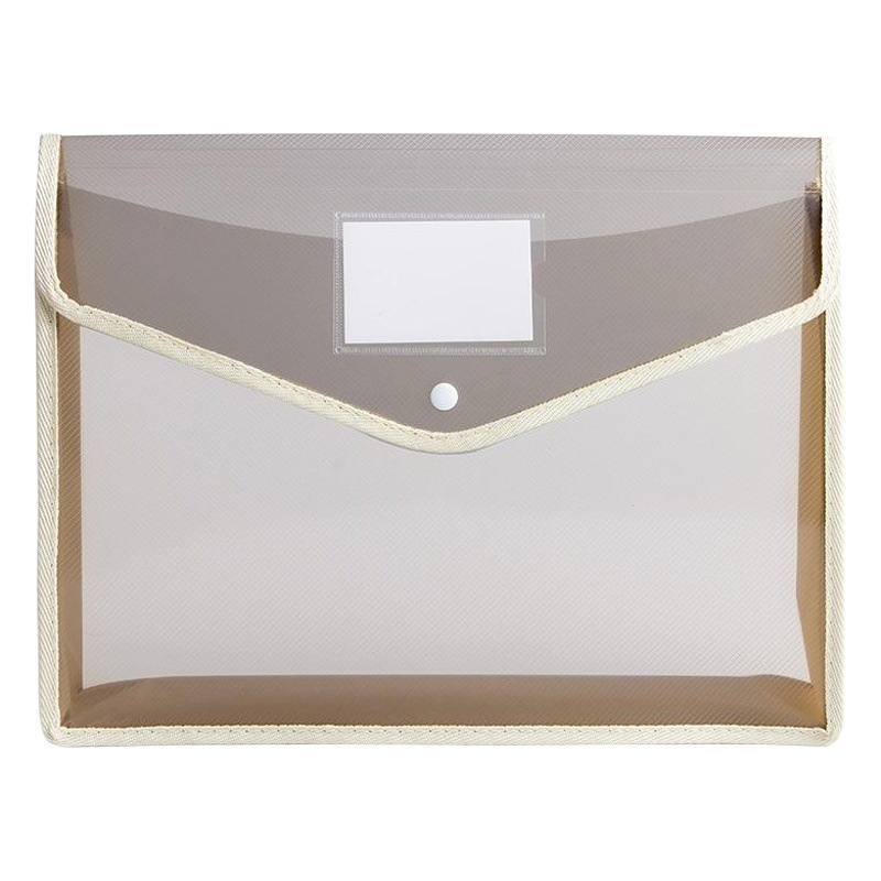 A4 Plastic PP Snaps File Bag Transparent Waterproof Large Capacity Student Supplementary Information Bag File Bag Printable Logo