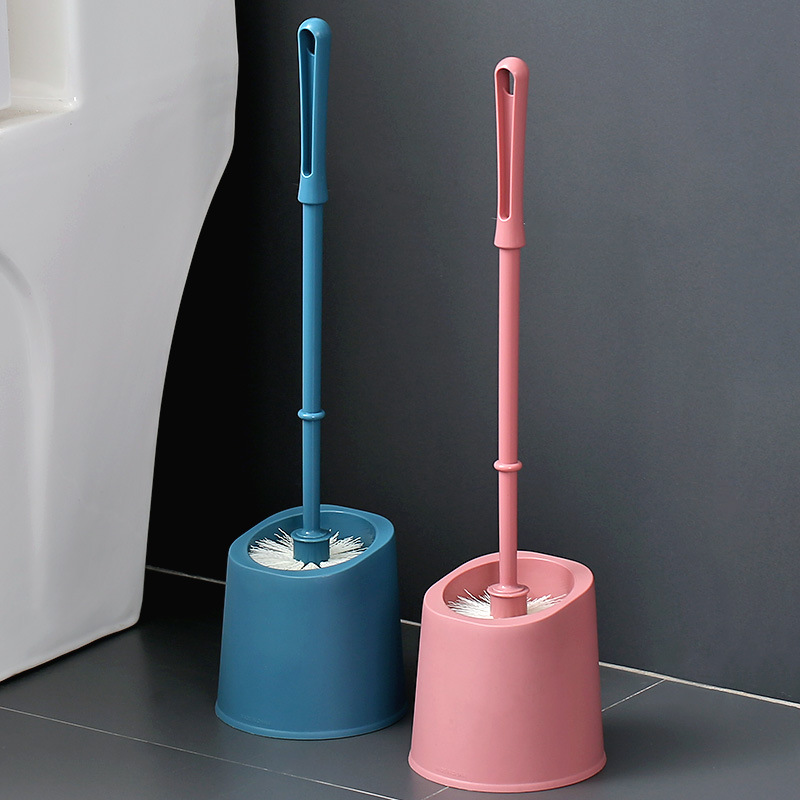 Dead Angle Toilet Brush Toilet Cleaning Toilet Long Handle Wall Hanging Plastic Soft Brush Set with Base