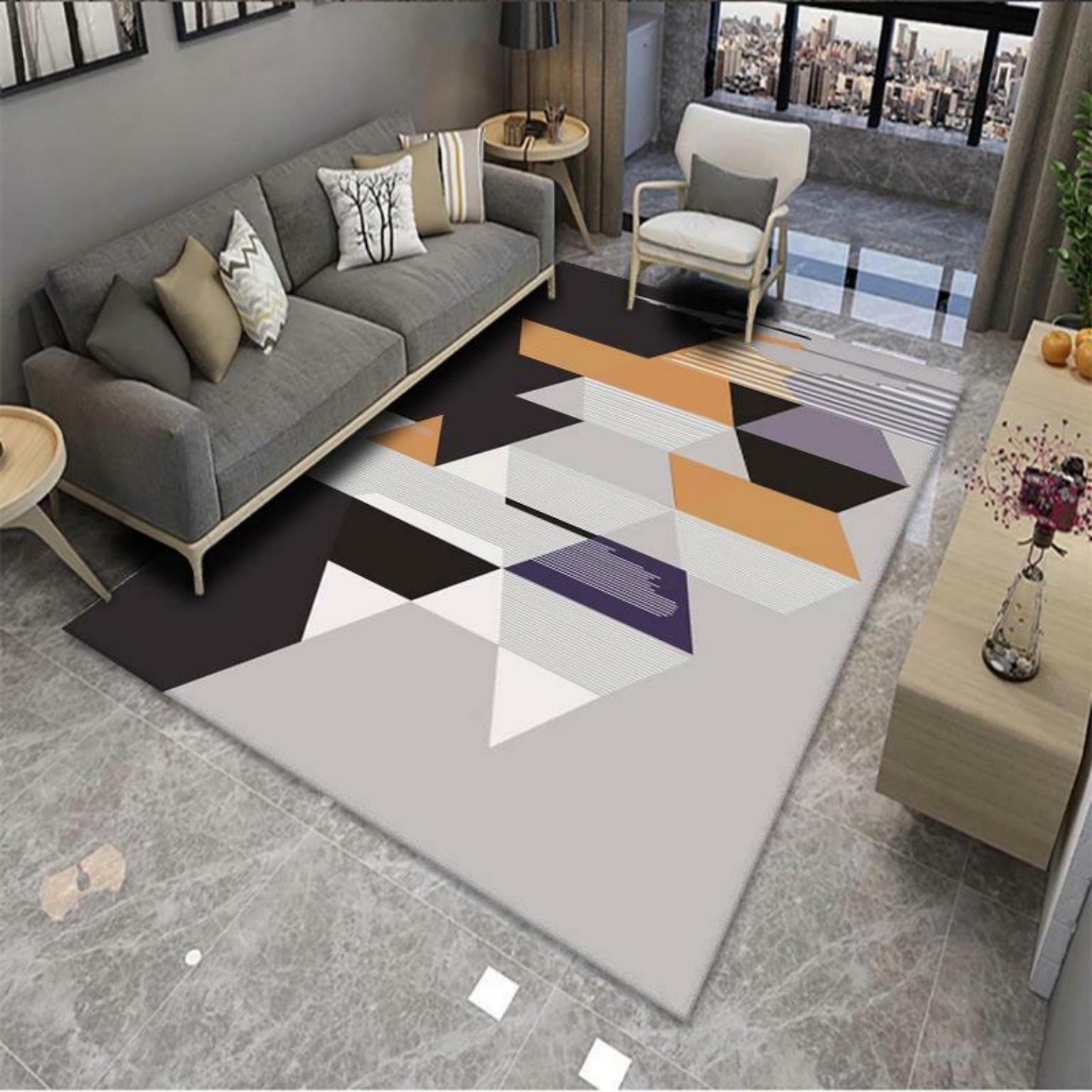 Picture of Modern Simple Living Room Carpet Geometric Pattern Home Study Sofa Printing and Dyeing Carpet Homestay Hotel Carpet Floor Mat