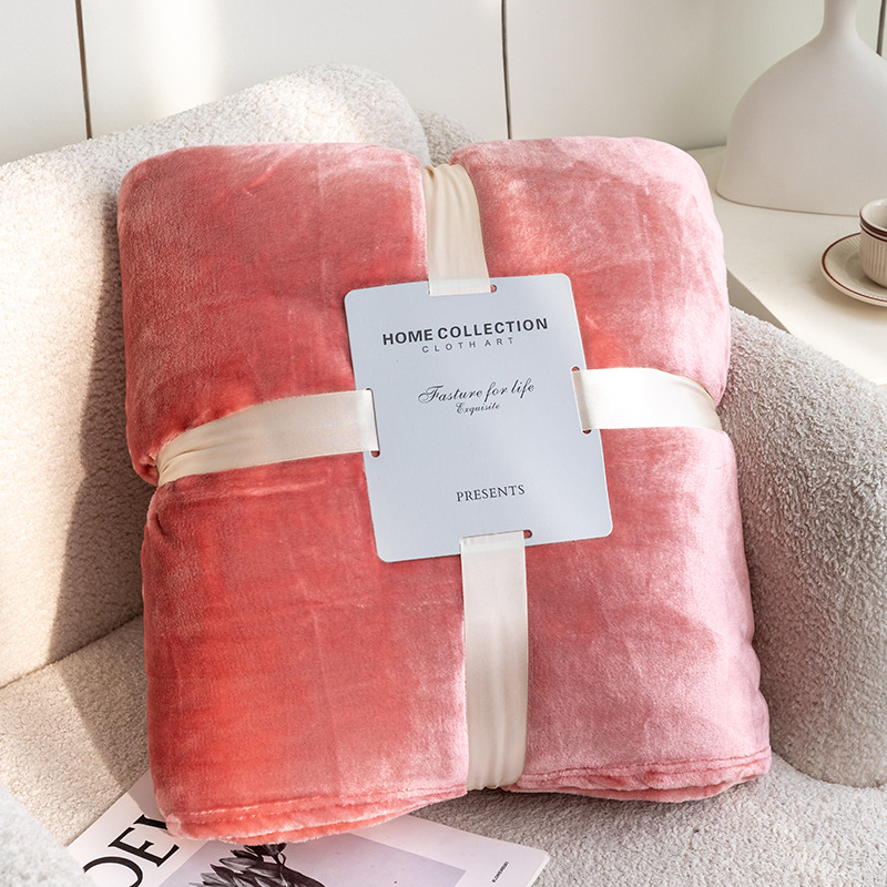 Picture of High Weight! Cross-Border Solid Color Flannel Coral Fleece Blanket, Plain Sofa Throw Blanket, Air Conditioning Nap Blanket