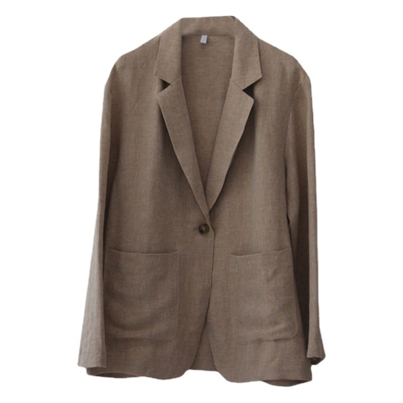 Women's Early Spring and Autumn New Korean Internet Celebrity Cotton and Linen Suit Jacket for Women Korean Style Loose Linen Small Suit British Style