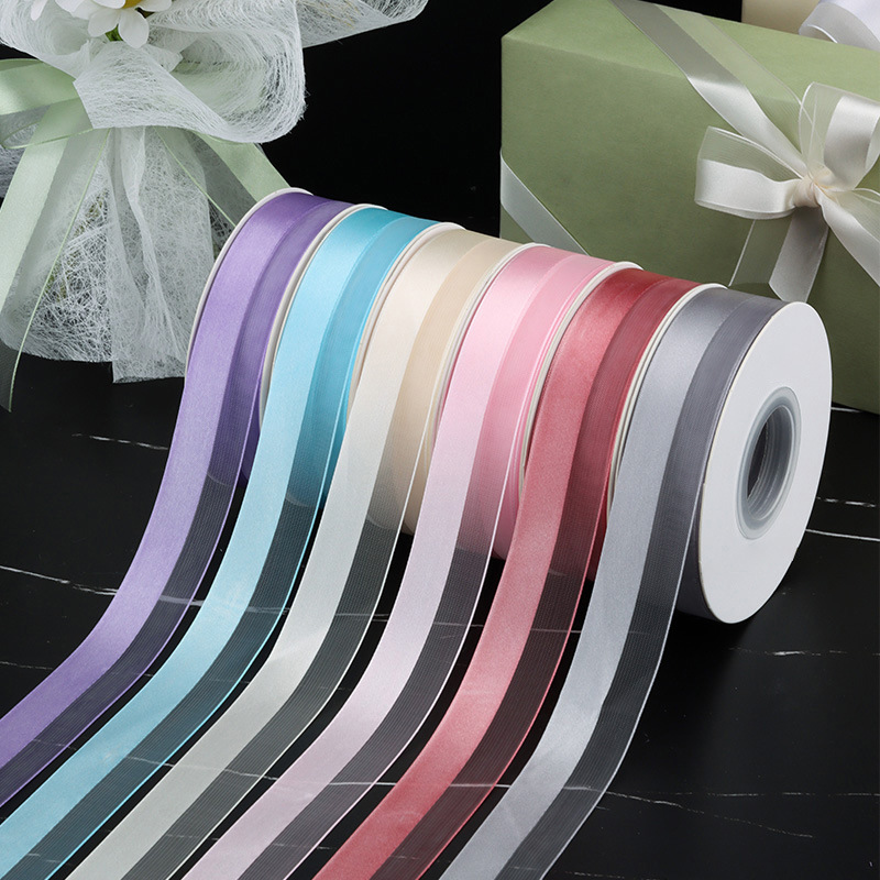 Huaxi Half Satin Half Yarn Charming Yarn Ribbon Flower Packaging DIY Gift Ribbon Flower Flower Flower Wrap Flower Material