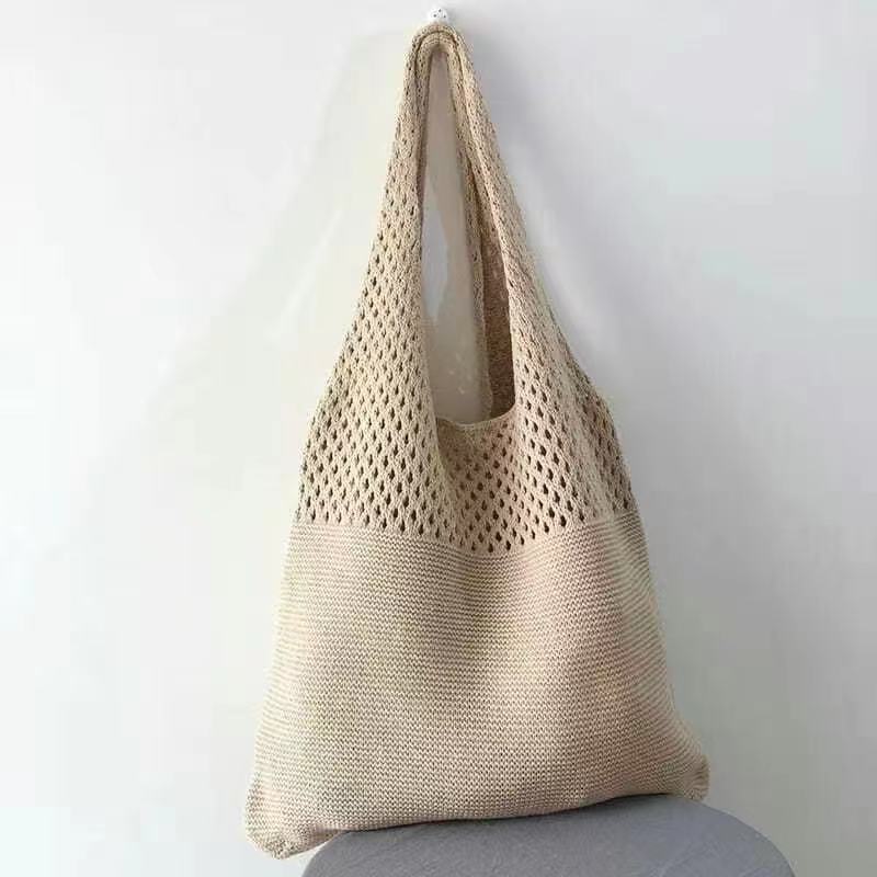 Picture of Cute Knitted Bags 2024 Fashion Hollow Handbags Fashionable and Easiest for Match Shoulder Bags Large Capacity Tote Bags Cross-Border