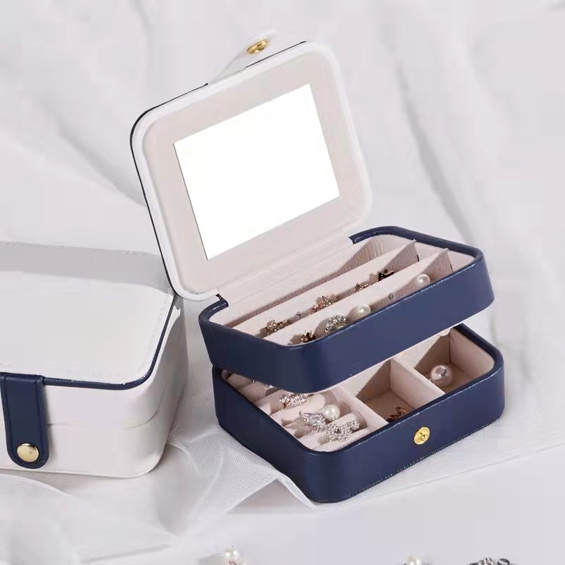 Picture of South Korea exquisite jewelry box multi-layer portable travel with mirror jewelry box earrings earrings packaging jewelry storage box