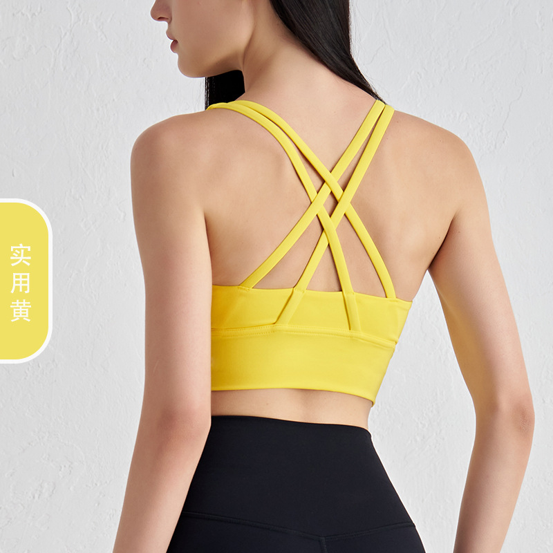 Picture of 2022 new double-sided brushed cross back sports underwear shockproof push up yoga sports bra fitness vest