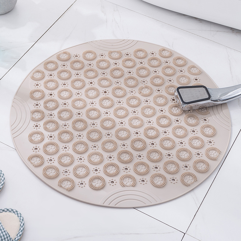 Picture of Combination of New Round Bathroom Tpr Anti-Slip Mat Series Household Shower Room Hydrophobic Quick-Drying Suction Cup Floor Mat Bathroom