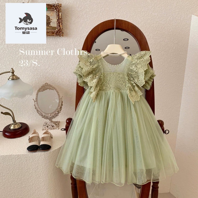 Girls' dress summer 2023 new Korean style girls' lace princess dress Western style children's dress