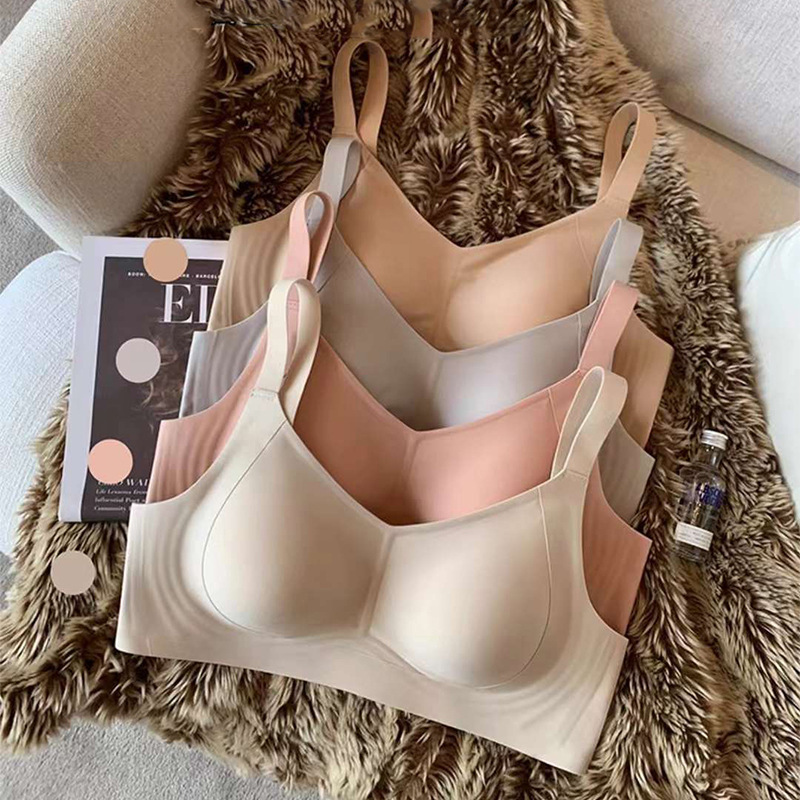 New seamless underwear women's thin big chest small jelly soft support zero-Sense skin-friendly wireless side bra