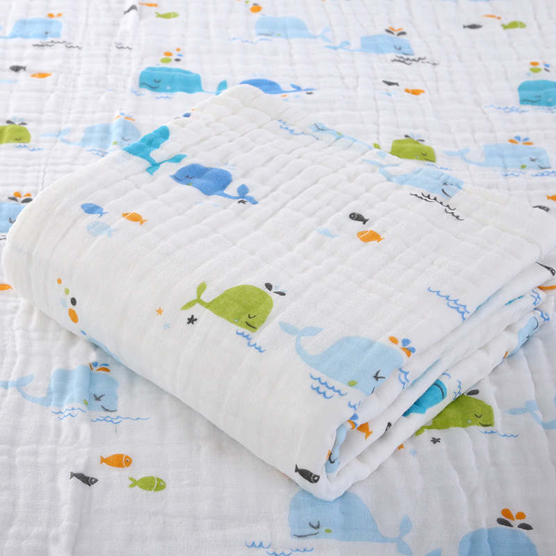 Picture of Baby Bath Towel Pure Cotton Wholesale Pure Cotton Four-Layer Gauze Newborn Wrap Summer Newborn Baby Supplies Children's Blanket