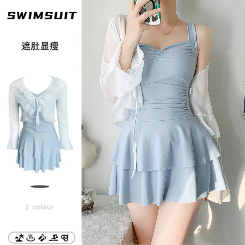 Plus Size Swimsuit Women's One-Piece Belly-Covering New Popular Conservative Girl's Hot Spring Cover-Up Custom Swimsuit High-End
