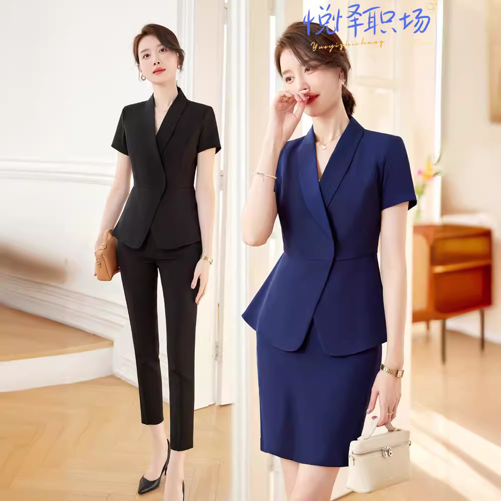 Blue Suit Business Dress suit Women's Summer Jewelry Store Hotel Manager Front Desk Tooling Temperament Work Dress