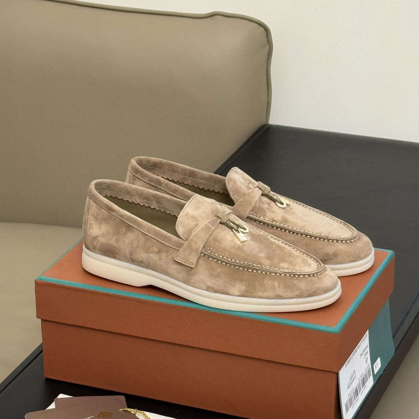 Foreign Trade Retro Loaf Men's Shoes Genuine Leather Sheep Suede Slip-On Slip-Ons Round Toe Flats Casual Women's Shoes