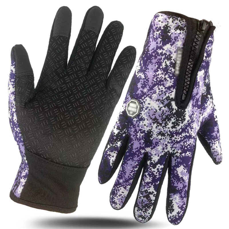 Picture of Touch Screen Gloves Winter Warm Fleece Gloves for Men and Women Cycling Outdoor Sports Non-Slip Snow Mountaineering Zipper Motorcycle