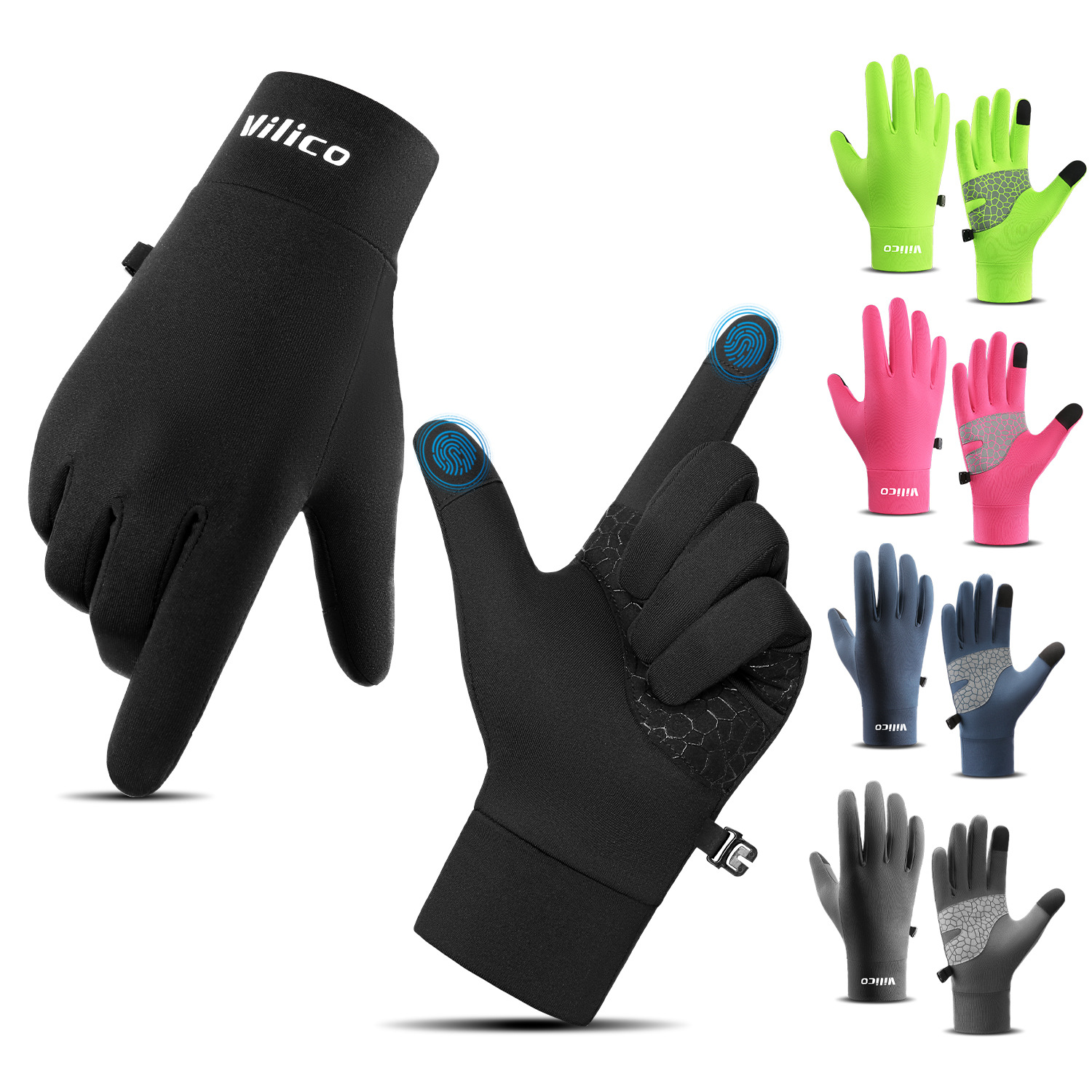 Outdoor Autumn and Winter Sports Running Warm Plus Velvet Gloves Cold-Proof Thickened Touch Screen Women's Cycling and Cycling Winter Wholesale