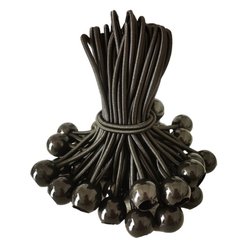 SOURCE manufacturer in stock black plastic ball rope outdoor tent fixed ball rope Trampoline Beach net elastic rope strap