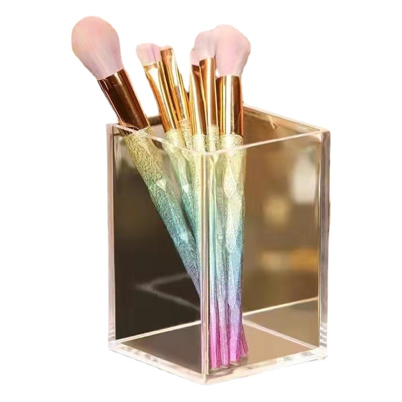 Transparent diy pen container student desktop storage container large capacity simple pen container wholesale one grid two grid a generation of hair