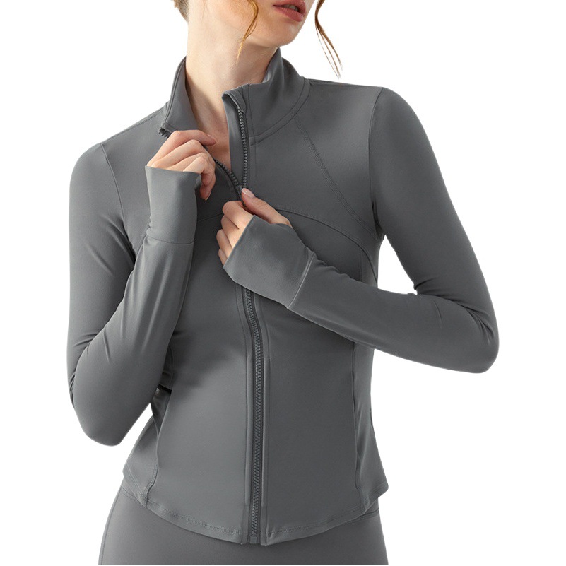 Sports Jacket Women's Autumn and Winter Naked Sense Slim-fit Slimming Zipper Yoga Suit Long-sleeved Outdoor Running Jumping Fitness Top