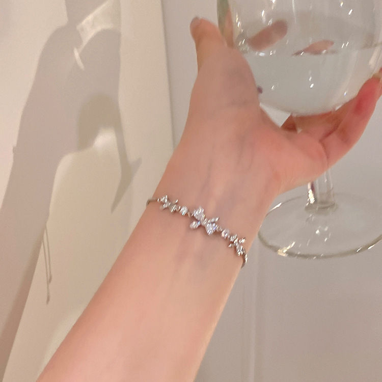 Summer Bow-Knot Pull Bracelet for Women, High-End Ins Niche Design, 2025 New Style, Best Friend Zircon Jewelry