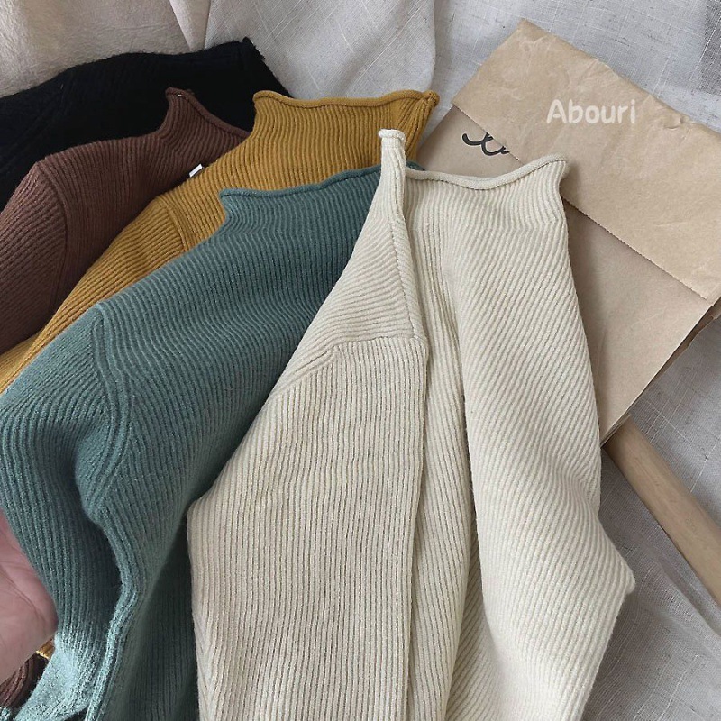 Picture of [in stock] South Korea children's baby half high collar solid color base shirt for boys and girls spring and autumn pullover new knitted