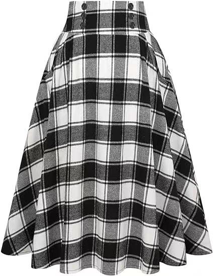 Picture of European and American Cross-Border Women's Large Size Half-Length Umbrella Skirt High-Waist Elastic Slimming Look Solid Color A-Line Skirt Mid-Length Skirt with Large Skirt