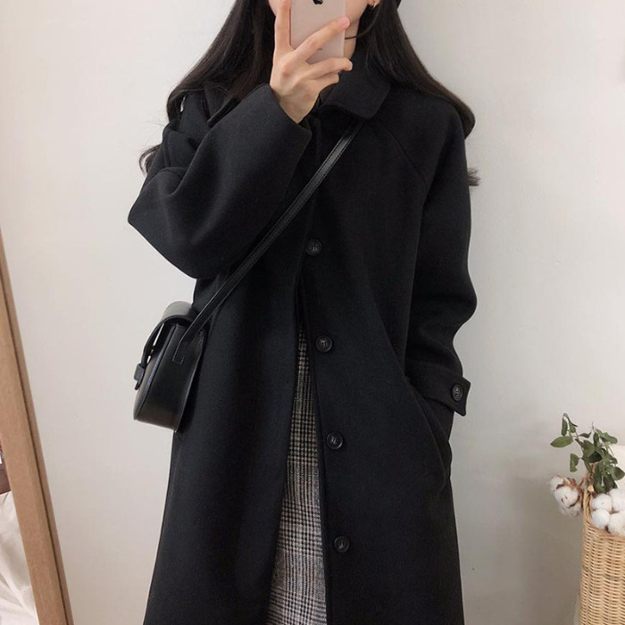 Picture of 2025 autumn and winter new Korean version of loose thin thick knee woolen coat plus size woolen coat women's long