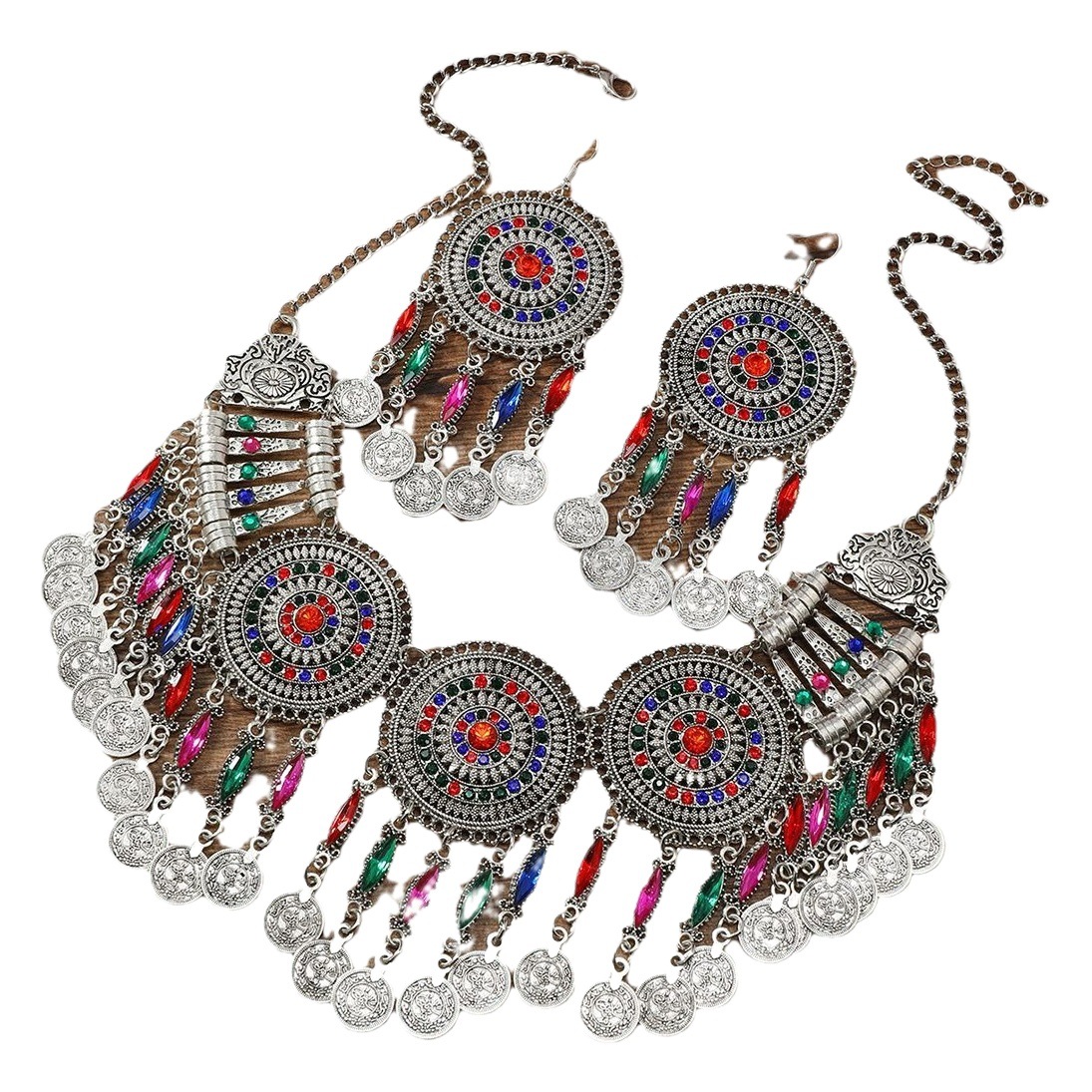European and American fashion cross-border retro hollow multi-layer coin tassel necklace women's leisure accessories travel photo jewelry