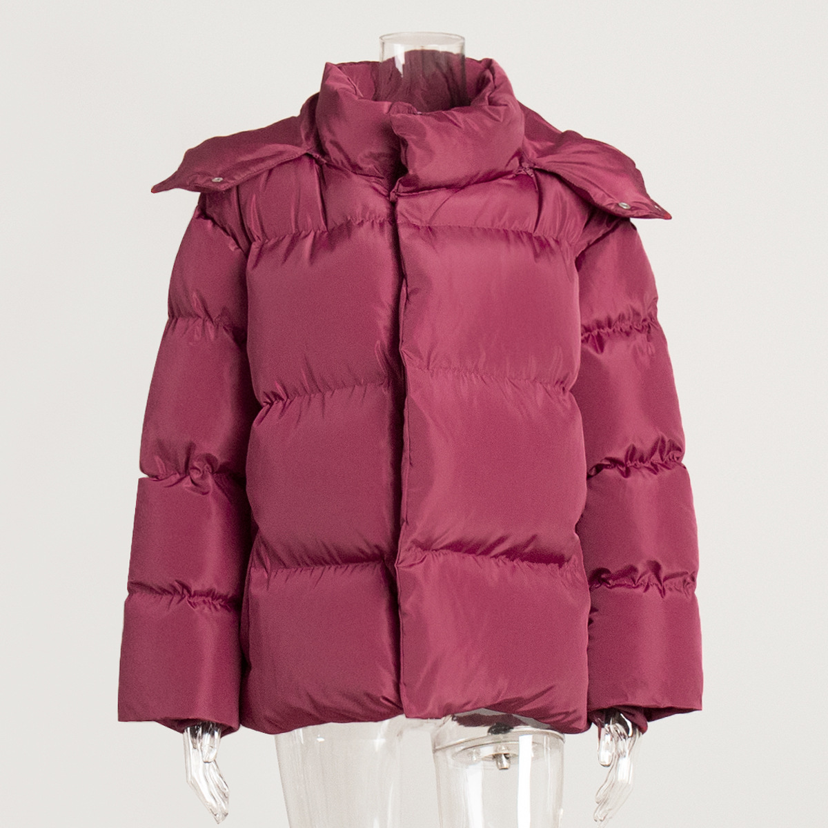 Picture of Cross-Border Cotton Outwear for Women 2025 Winter European and American New Cotton Jacket Loose Cotton Outwear Pure Color Hooded Cotton Outwear