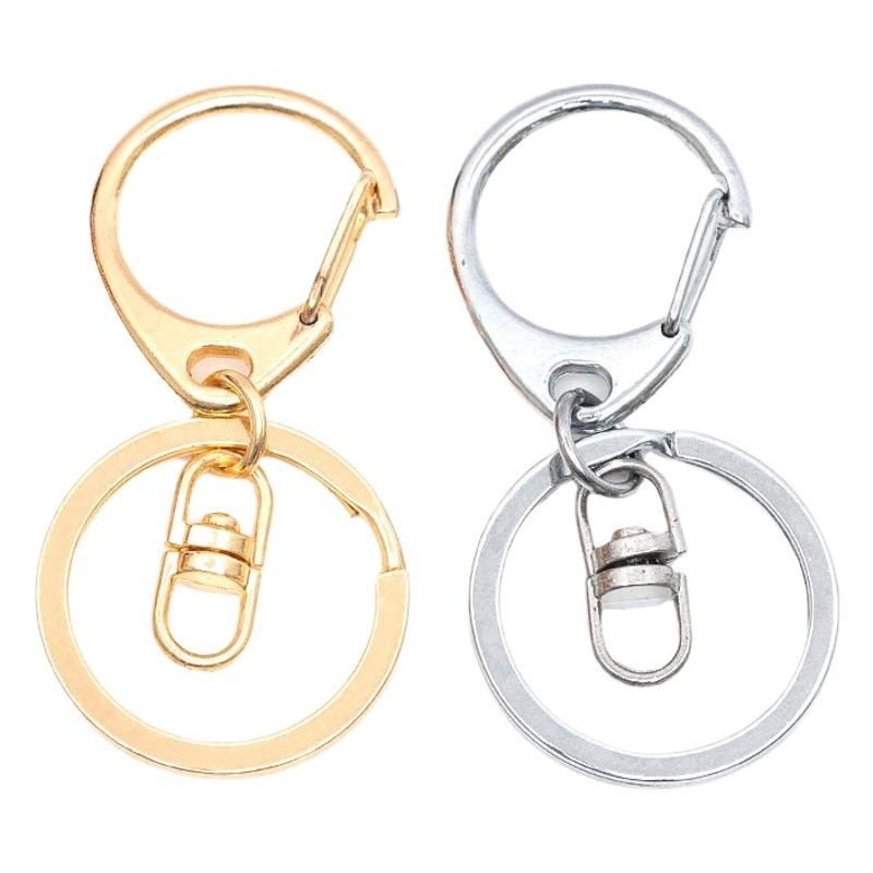 Metal keychain D-shaped buckle three-piece key ring jewelry accessories D-ring key chain handmade material hardware wholesale