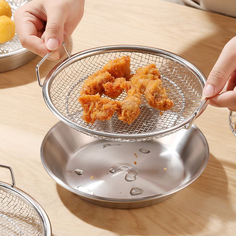 Picture of Household oil draining rack fried strainer oil control rack stainless steel filter screen kitchen oil draining bracket strainer wholesale