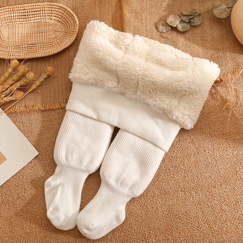 Picture of Girls' Leggings Autumn and Winter fleece-lined Baby Pantyhose Baby Warm Solid Color Children Pantyhose Thickened One-piece Pants