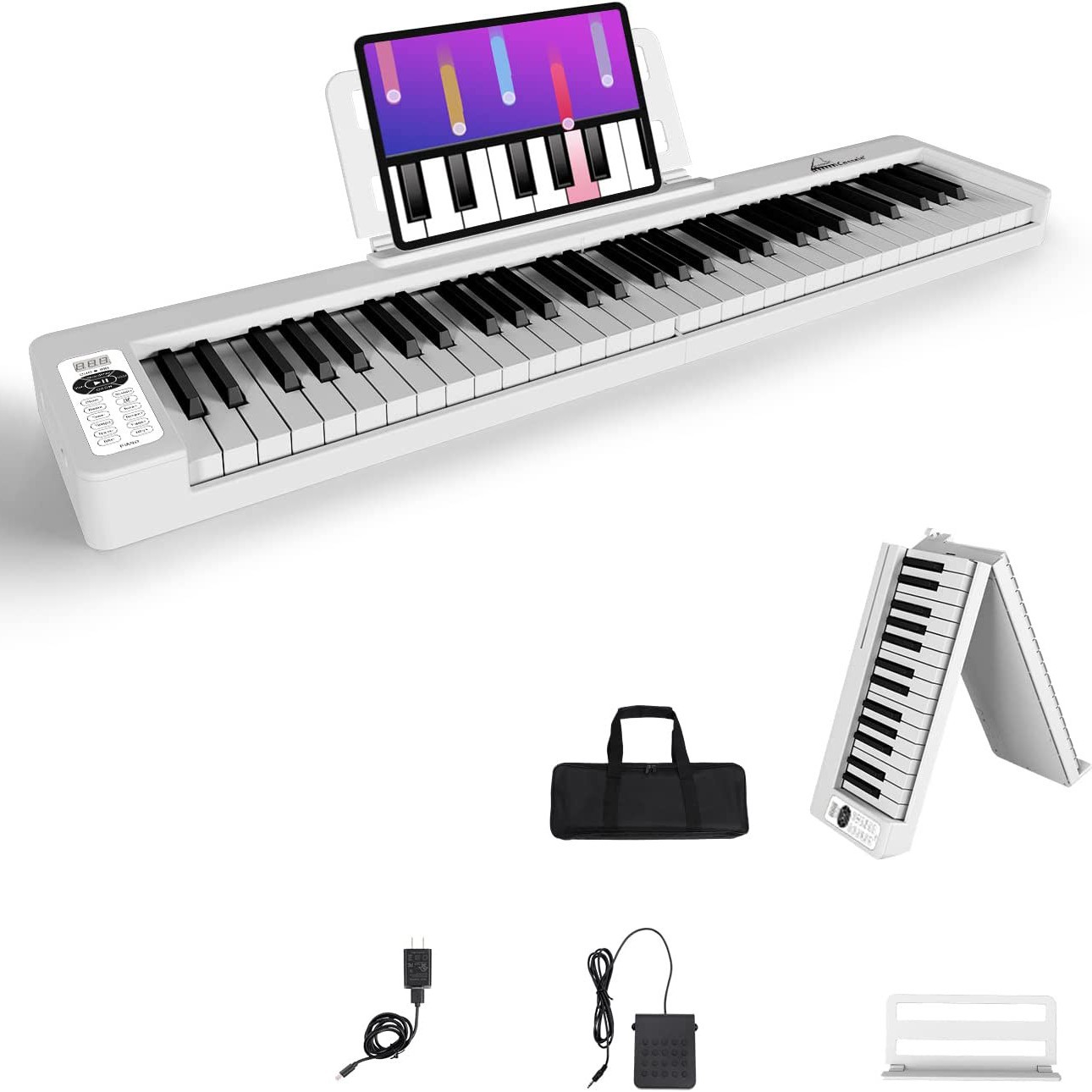 Foldable Electronic Piano Portable Beginner Adult Home Hand Roll Bluetooth MIDI 61 Key Folding Piano
