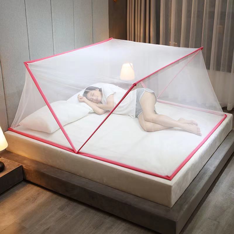 Picture of Installation-free folding single-double upper and lower bunk automatic mosquito net student dormitory site encryption 1.5 m thick 1.8 household