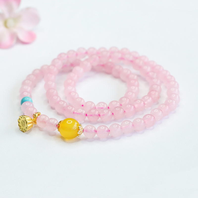 Picture of Juyu Natural Pink Crystal Multi-Circle Bracelet Lotus Bracelet National Tide Live Welfare Wholesale CB4062310