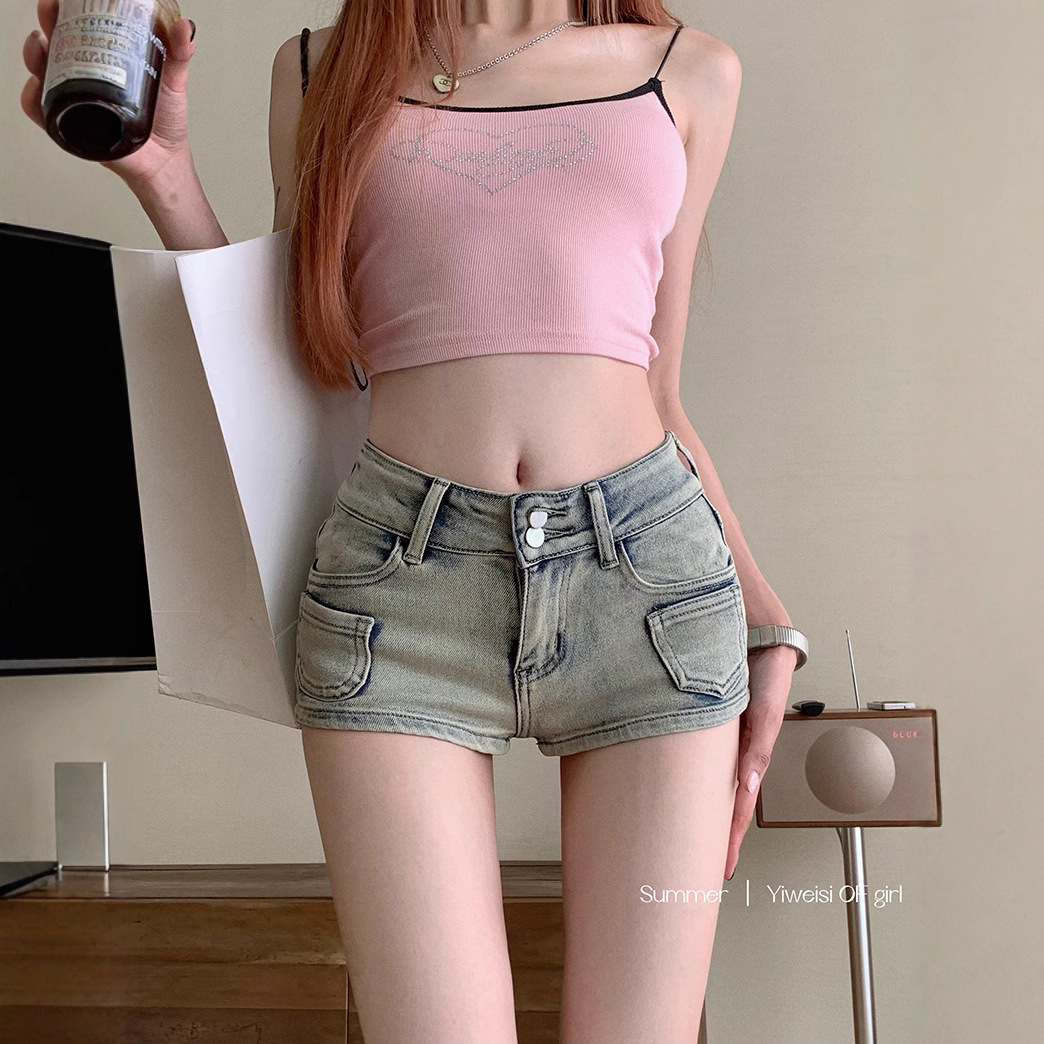 Denim Shorts Spring/Summer 2025 New Thin Style Trendy Fashion Slim Elastic High Street Design Pants