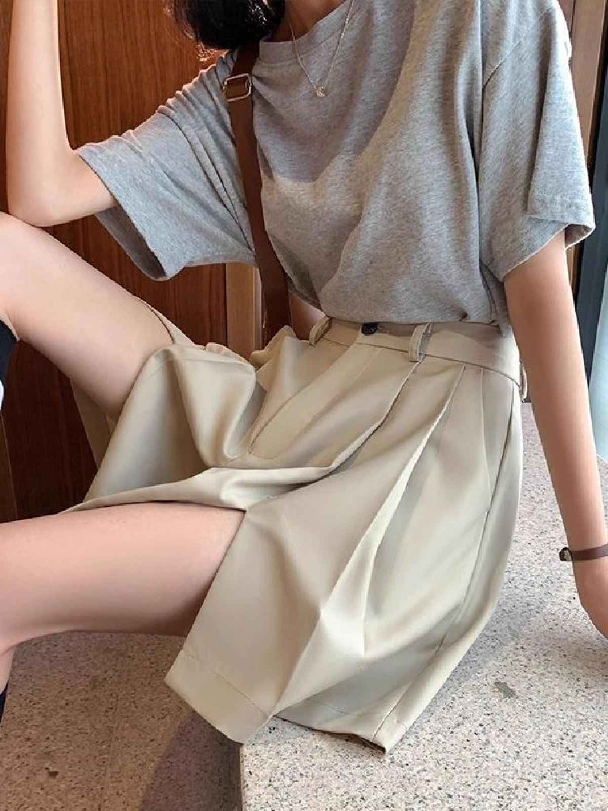 Suit Shorts Women's 2024 Autumn Thin High Waist Wide Leg Skirt Pants Loose Pants plus size A- shaped Flower Bud Pants