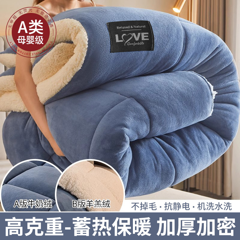 Picture of Winter Lamb Wool Quilt, Thickened Version, Warm Fleece Quilt, Autumn and Winter Milk Velvet Cotton Quilt, Student Dormitory Quilt Core