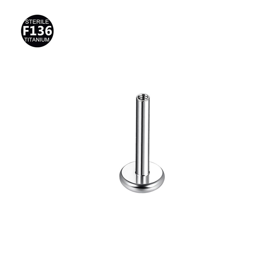 Picture of F136 Titanium Lip Nail Rod 3.0mm Base Inner Teeth Ear Bone Flat Bottom Rod G23 Titanium Alloy Human Puncture Jewelry Earrings
