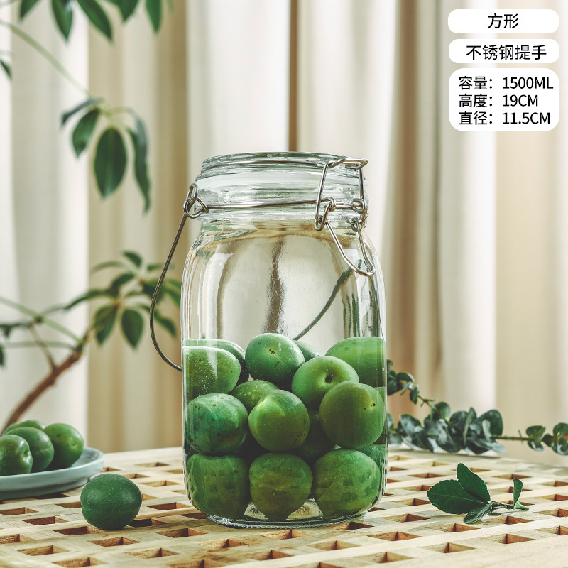 Picture of Wholesale sparkling wine glass bottle green plum bayberry wine bottle with tap brewing bottle household sealed pickled vegetable glass jar