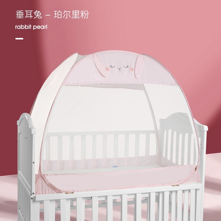 Baby Crib Mosquito Net, Mongolian Yurt Style, Magic Anti-Fall Cover, Universal, Installation-Free, with Bottom, Foldable for Infants and Toddlers