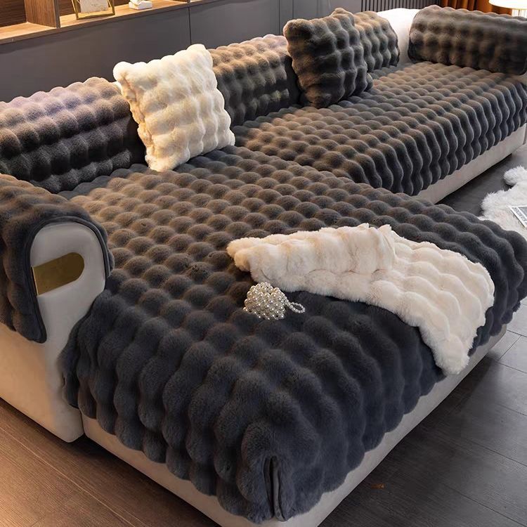 Thickened Rabbit Plush Sofa Cushion Wholesale Winter Warm Non-Slip Imitation Fur Sofa Cushion High-End Sofa Cover Foreign Trade
