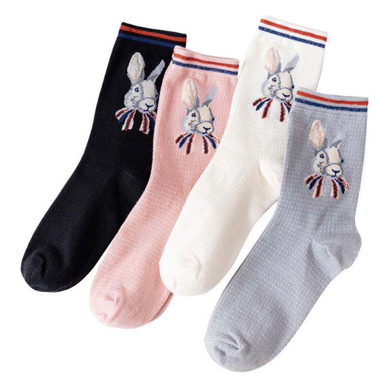 South Korea Cartoon Sweet Cute Soft Girl White Rabbit Women's Socks Ins Trendy Japanese College Style Women's Trendy Stockings