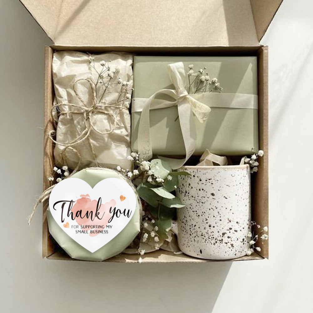 Picture of Cross-border spot wholesale heart-shaped pink English thank you card coated paper card thank you gift packaging card
