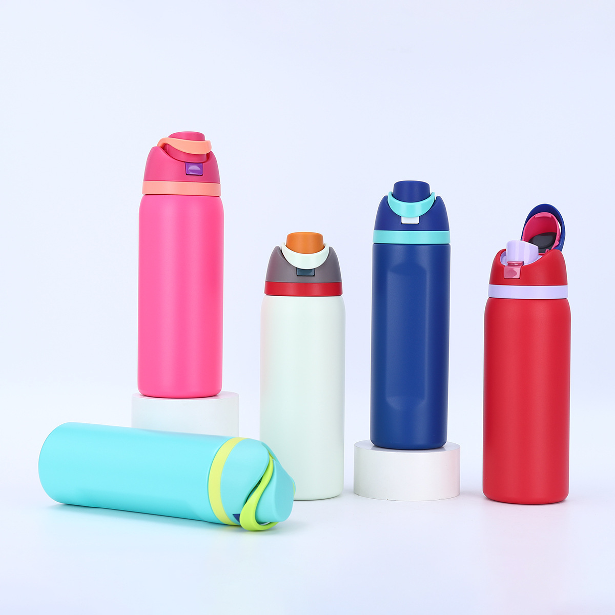 Picture of Cross-Border Fruit Cup 304 Stainless Steel Vacuum Portable Sports Water Cup Outdoor Portable Bouncing Double Drink Lid Thermos Cup
