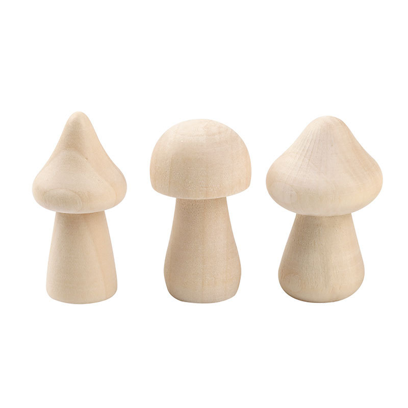 Picture of diy Creative Children's Painted Wooden Mushroom Original Wood Mushroom Mushroom Man Home Decoration Crafts Ornaments