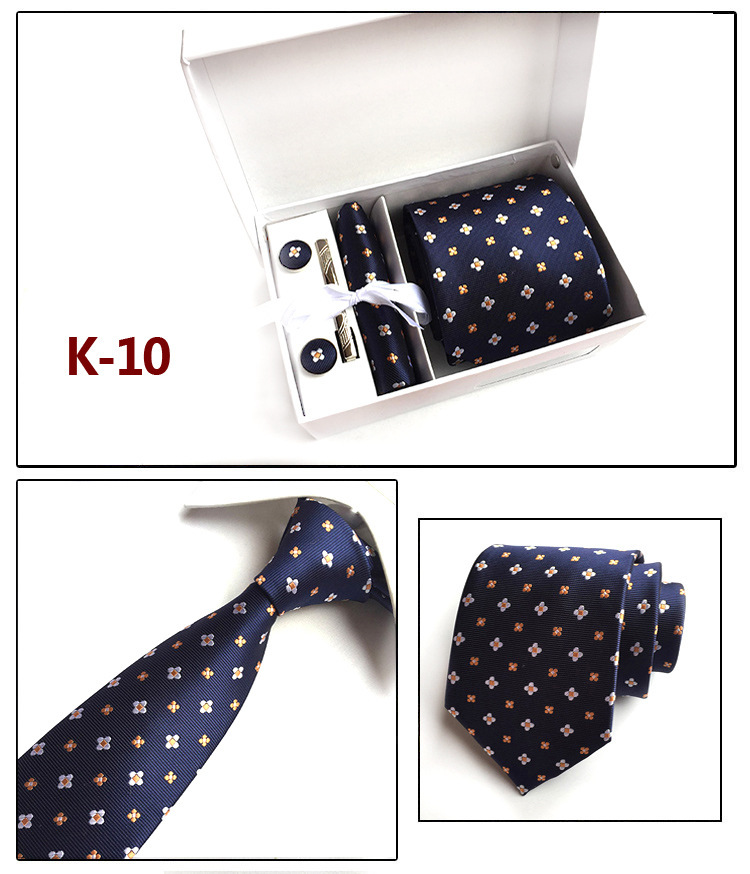 Picture of Manufacturers wholesale men's tie in stock gift box 6 pieces suit group tie business formal tie
