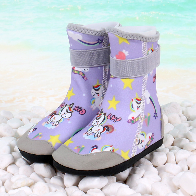 Picture of Children's high-tube beach shoes and socks non-slip anti-collision quick-drying baby swimming trail shoes adult seaside sea wading shoes