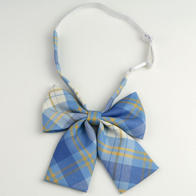 Picture of Hot-selling College Style Oka Pear Field Soot Black Bow Plaid Flat Horn JK Collar Bow Tie Shirt Accessories