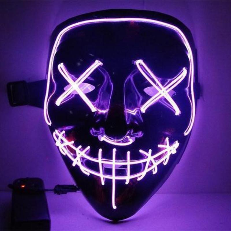 Picture of Spot Amazon Halloween Two-Color Mask El Cold Light Ktv Dance Party Scary Scary Mask Fluorescent