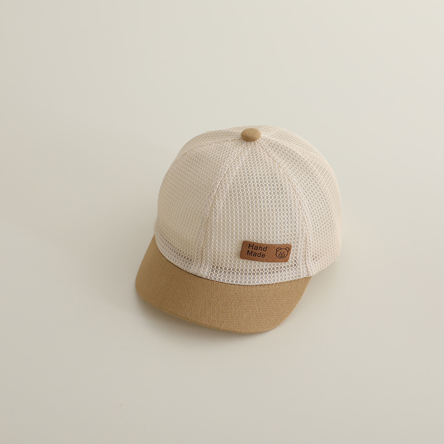 Picture of Little Bear Cartoon Full Net Short Brim Baby Cap Sunscreen Sun Hat Short Brim Baseball Cap for Boys and Girls