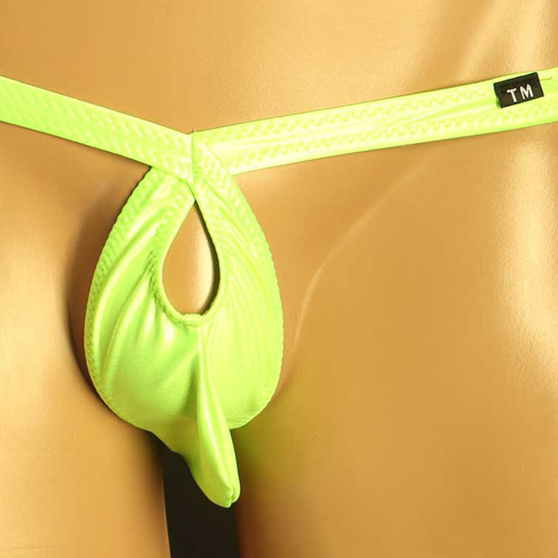Picture of Front Hollow Pocket Men's Thong Low Waist Sexy Stretchy Men's T-pants U Convex Pocket Comfortable